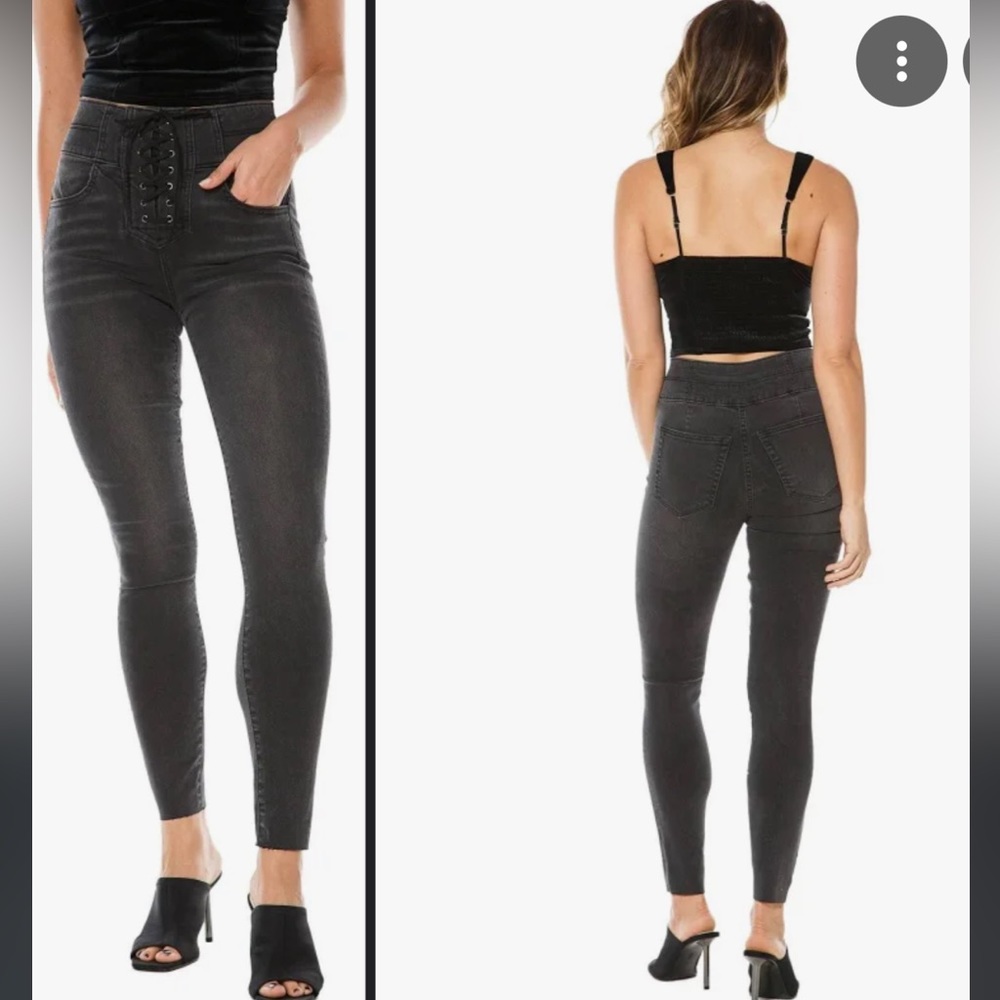 PLT Black Lace up Skinny jeans